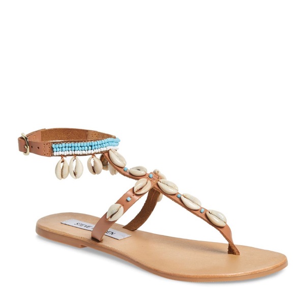 Steve Madden | Shoes | Steve Madden Crete Shell Beaded Ankle Strap Sandal |  Poshmark